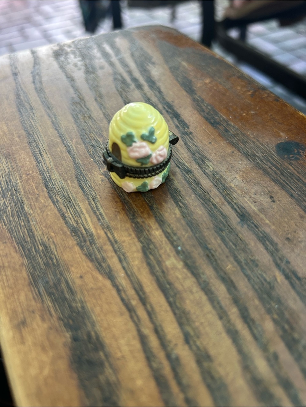 Yellow Floral Ceramic Egg Trinket Box - Decorative Jewelry Holder